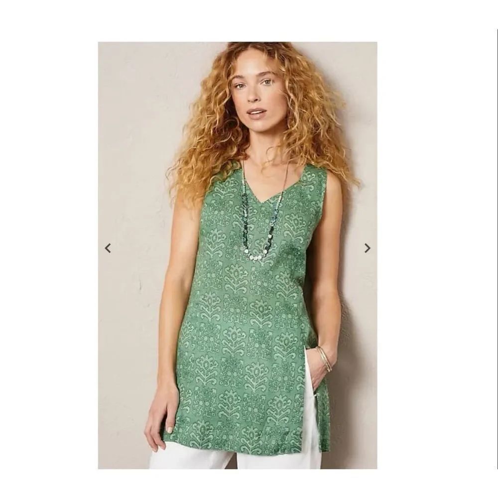 J. Jill PureJill 100% linen princess seam tunic blouse size M